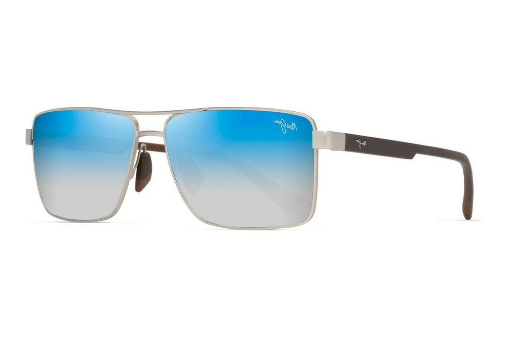 Maui Jim   Piha DBS621-17 Dual Mirror Blue to SilverMatte Silver w/Brown